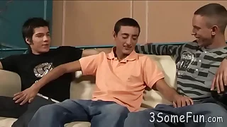 Trio of very seductive boys goes gay respecting 3-way style